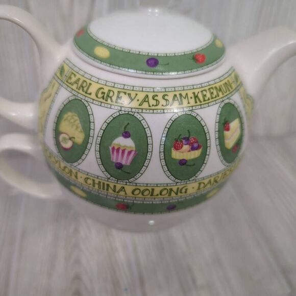 Vintage Arthur Wood Est 1884 Tea for One Set Stacking Teapot & Cup White Green - Picture 3 of 9